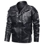Veste hommes - mobigarlan - grande taille pu cuir moto de bomber deux poches coupe standard - xd166 - ...