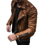Veste homme - mobigarlan - parker en pu cuir - col revers - marron - xh512