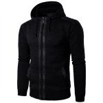 Veste homme mode � capuche - leoclotho - noir - veste jean - veste aviateur - blouson