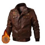 Veste homme motard en cuir de marque homme vareuse doublure polaire epais vintage blouson printemps en ...