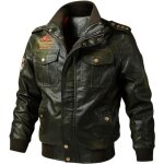 Veste homme motard en cuir de marque homme vareuse vintage en col standup blouson printemps