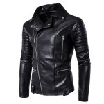 Veste homme veste moto homme en pu cuir printemps automne vintage de cuir homme de courses col revers ...