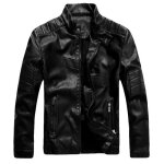 Veste homme en pu cuir blouson hommes vtements manteau homme slim vtement masculin bk46 noir