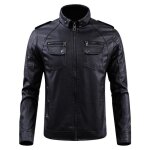 Veste hommes pu cuir de plus de velours xh557 noir