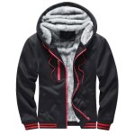 Veste homme sweat capuche hiver chaude double veste zippee epaisse couleur unie automne - hiver