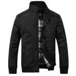 Veste homme uni en col - leoclotho - noir 1 - veste jean - veste aviateur - blouson