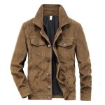Veste homme velours ctel pour printemps et automne casual veste en coton couleur unie - kaki
