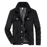 Veste homme velours côtelé pour printemps et automne casual veste en coton couleur unie - noir Veste homme velours côtelé pour printemps et automne casual veste en coton couleur unie - noir