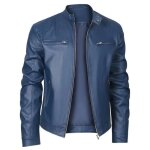 Veste hommeveste cuir homme imperm�able et r�sistante � lusureveste en cuir hommeveste moto homme - bleu ...