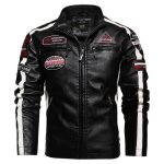Veste hommeveste moto homme en pu cuir printemps automne causal veste de cuir homme de courses col montant ...
