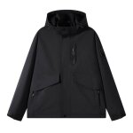 Veste impermable lgre mixte homme femme couleur unie veste randonne exterieur - noir