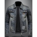 Veste en jean bleu rtro slim pour jeunes hommes - vitata - printemps et automne - style moto tendance ...