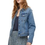 Veste en jean bleu - vila - need it - col montant - 2 poches - fermeture � boutons