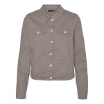 Veste en jean en coton taupe vero moda - coupe droite manches longues col italien