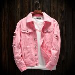 Veste en jean décontractée pour hommes - remycoo - ay? - rose - mode hip - hop Veste en jean décontractée pour hommes - remycoo - ay? - rose - mode hip - hop