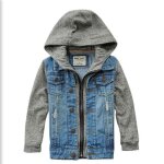 Veste en jean enfant garcon  capuche mi saison blouson garcon ouverture zippe