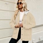 Veste en jeans femme capuche mi saison avec poches casual veste denim lache pour printemps et automne ...