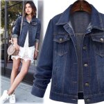 Veste en jean femme grande taille blouson manteau en denim jacket manches longues