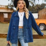Veste en jeans femme mi saison avec poches casual - insfity - taille eu - bleu fonc