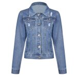 Veste en jean pour femmes - mobigarlan - fit grande - tissu matelass - dchirures - double poche