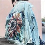 Veste en jean femme printemps et automne tournesol graffiti veste motif imprimé diamant vêtements dextérieur ... Veste en jean femme printemps et automne tournesol graffiti veste motif imprimé diamant vêtements dextérieur ...