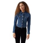 Veste en jean femme vero moda luna ? denim bleu moyen coton bio boutons ? l