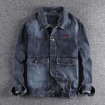 Veste en jean homme cargo multi - poches vintage retro classique - vintage bleu