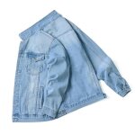 Veste en jean homme en coton denim manches longues coupe normale casual mi saison dchir - bleu clair ...