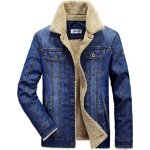 Veste en jean homme hiver �paississant denim a la mode en revers de manteau - funmoon