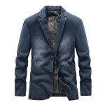Veste en jean homme mi - saison manches longues casual veste col tailleur couleur unie pour printemps ...