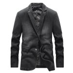 Veste en jean homme mi - saison manches longues casual veste col tailleur couleur unie pour printemps ...