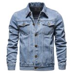 Veste en jean homme mi saison regular fit casual veste denim multi - poches couleur unie printemps et ...