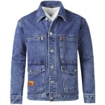 Veste en jeans homme multi poches regular fit casual veste denim couleur unie pour printemps et automne ...