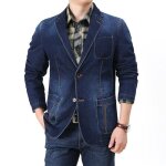Veste en jean homme printemps et automne veste de costume elegant couleur unie
