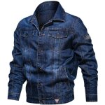 Veste en jean pour hommes - revers � poches multiples - fit grande v�tements masculin - xd505 - bleu ...