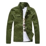 Veste en jean homme slim fit casual veste de printemps vetement couleur unie
