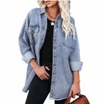 Veste en jean mi - longue pour femme - vitata - printemps et automne - bleu