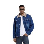 Veste en jean polaire chaude homme - insfity - casual fashion automne hiver - manches longues - 4 poches ...