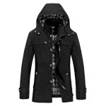 Veste longue en coton homme � capuche coupe - noir