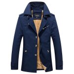 Veste longue en coton pour homme manteau vtement dextrieur  la mode bleu