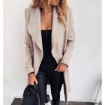 Veste longue femme automne blazer beige gilet uni fille dhiver manche longue cardigan élégant veston ... Veste longue femme automne blazer beige gilet uni fille dhiver manche longue cardigan élégant veston ...