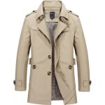 Veste mi - longue homme slim fit en coton casual trench couleur unie pour printemps et automne