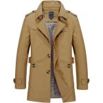 Veste mi - longue homme slim fit en coton casual trench couleur unie pour printemps et automne - kaki ... Veste mi - longue homme slim fit en coton casual trench couleur unie pour printemps et automne - kaki ...