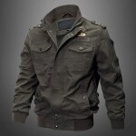 Veste militaire en coton homme - funmoon - multi - poches - vert militaire - coupe normale