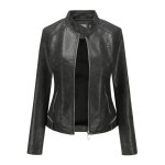 Veste moto cuir femme pardessus outwear