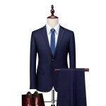 Veste + pantalon costume homme 2 pices mariage business slim fit smoking simple poitrine men suits bleu ...