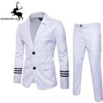 (veste + pantalon) costume homme de marque luxe 2 pi�ces hommes slim blouson homme blazer homme veste ...