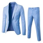 (veste + pantalon) costume homme uni de slim en 2 pi�ces grande v�tements masculin xh394 bleu2