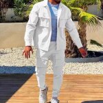 Veste + pantalon de costume de sport de rue de style coréen pour hommes 2 pièces - blanc - ay? Veste + pantalon de costume de sport de rue de style coréen pour hommes 2 pièces - blanc - ay?