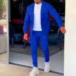 Veste + pantalon de costume de sport de rue de style coréen pour hommes 2 pièces - bleu - ay? Veste + pantalon de costume de sport de rue de style coréen pour hommes 2 pièces - bleu - ay?